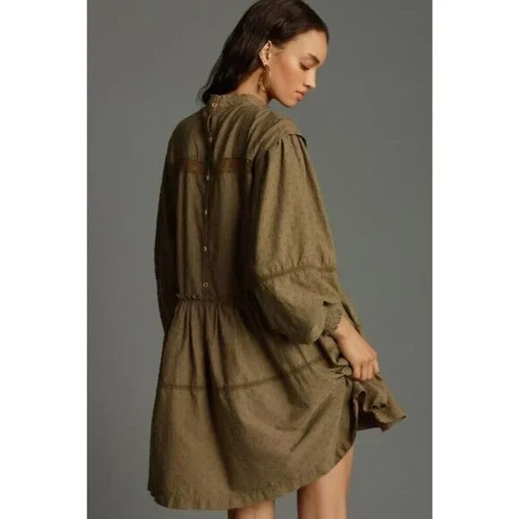 Pilcro Long-Sleeve Mock-Neck Swing Mini Dress M - Picture 2 of 2